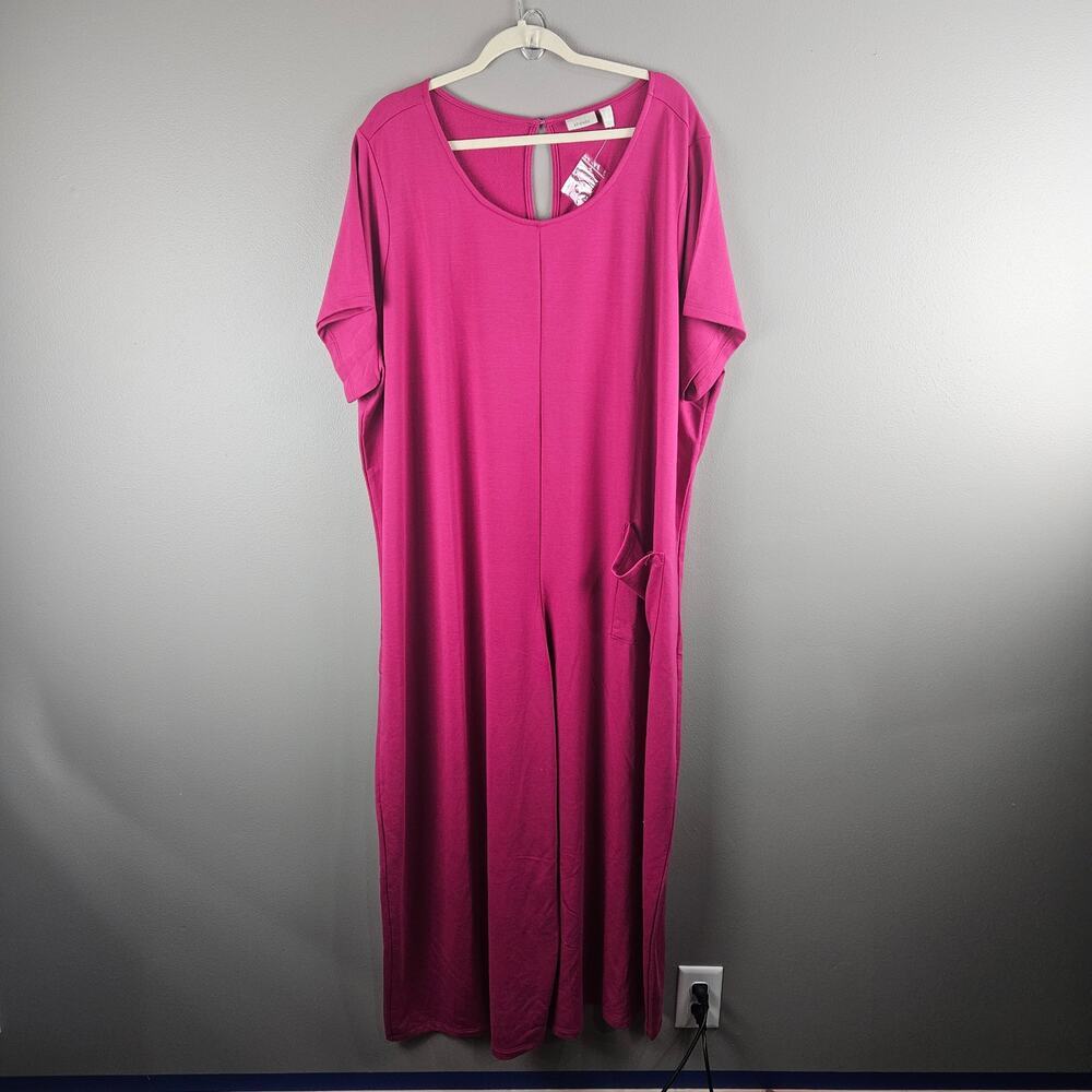 LOGO Lounge by Lori Goldstein Regular French Terry Jumpsuit Crushed Berry Sz 4X